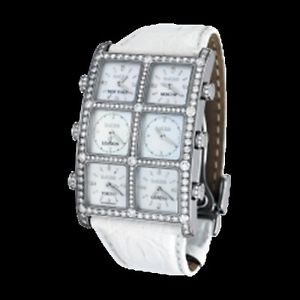 IceLink White MOP 6 Time Zone Senator Small Case 3.50ct Diamond Watch