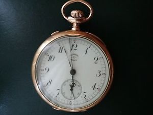 agassiz pocket watch split second 47mm.,14k.