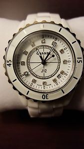 Auth Chanel White Ceramic Daimond Dial Watch J12 38mm Mint Condition