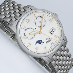 UNION GLASHÜTTE DIPLOMAT EWIGER KALENDER MONDPHASE AUTOMATIK UHR 25-53-16-02-10