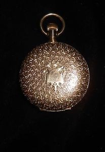 WALTHAM ESTATE 14KT GOLD POCKET WATCH 15 JEWELS 57.50 GR ORNATE DBL HUNTER 1894