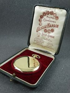 COLLECTABLE ULYSSE NARDIN HUNTER POCKET WATCH SOLID 18K YELLOW GOLD ORIGINAL BOX