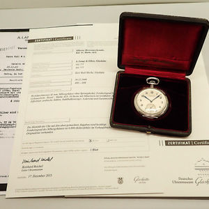 A. LANGE & SÖHNE SELTENE SCHWERE SILBER LEPINE BOX ZERTIFIKAT TASCHENUHR 52mm