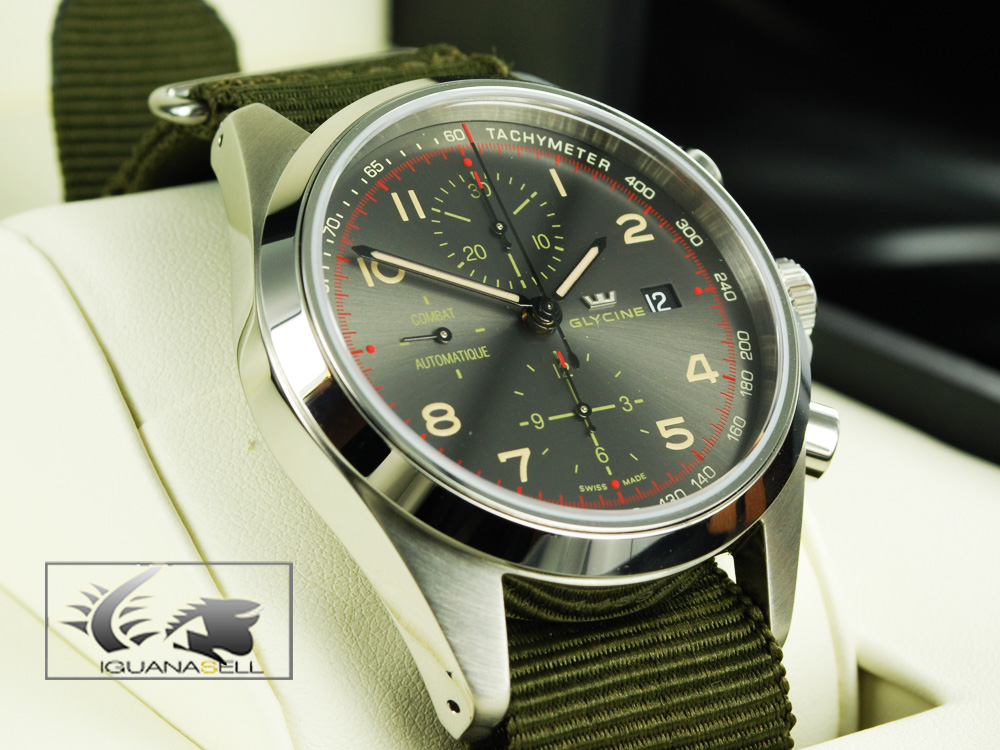 Glycine Combat Chronograph,  Watch, GL 750, Stainless steel, 3924.106AT-TB2