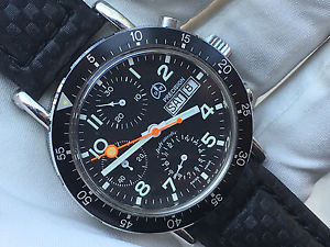 Vintage Ollech Wajs Wristwatch Chronograph Pilot Military Aviation Valjoux 7750