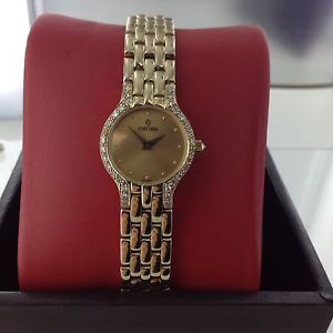 Ladies 14kt Solid Gold Swiss Concord Watch With Diamond Bezel & Crown