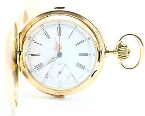 14ct Solid Rose Gold Quarter Repeater Gold Hunter Chronograph Pocket Watch