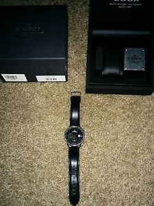 EDOX Les Vauberts Chronograph Watch Black Speedmaster Men's Wristwatch