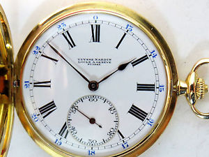 WUNDERSCHÖNE RARE ULYSSE NARDIN Taschenuhr BLAUE 24h ~1920 18K 750 Gold wie NEU