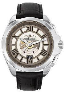 Saint Honore Men's 880065 1AR Coloseo Automatic Black Leather Date Wristwatch