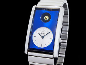 Auth BUNZ Moon Time Rectangular SS Quartz Men's Watch(S A46635)