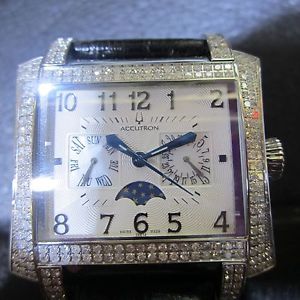 Authentic Bulova Accutron Men's Stainless Steel Diamond Innsbruck Watch 26E08