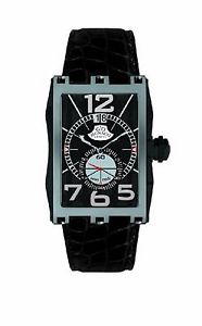 Gio Monaco Men's 595-A Mac V Rectangular Black Dial Black Leather Date Watch