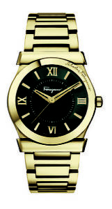 Ferragamo Women's FI1040015 Vega Green Dial Gold IP Stainless Steel Wristwatch