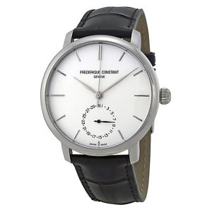 Frederique Constant Slimline Silver Dial Black Leather Watch FC-710S4S6