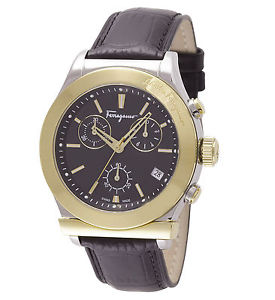 Ferragamo Men's FF3880015 FERRAGAMO 1898 Chronograph Date Gold IP Leather Watch
