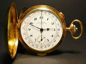 Antique 18k Gold French Sixta Chronograph Quarter Hour Repeater Pocket Watch