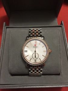 Authentic Michele Gracile Rose gold And Silver Two Tone Diamond Watch