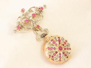 MAGNIFICENT DIAMOND RUBY SWISS 18k SOLID GOLD ANTIQUE POCKET WATCH