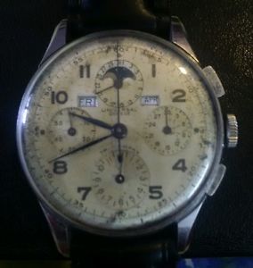 Vintage Steel Universal Tricompax Ref 22502 Chronograph Moonphase Large Size
