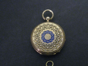 ANTIQUE 18K Solid GOLD Enamel Open Face Women's 1840's Cylinder POCKET WATCH NR