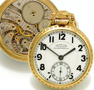 23-Jewel Gold-Filled Bar Over Crown 16-Size Hamilton 950B Railroad Pocket Watch