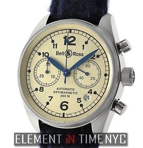 Bell & Ross Vintage 126 Chronograph 18k White Gold Champagne Dial BR 126 B+P