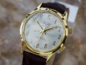 Vulcain Alarm Watch Rare Made in Switzerland 1970s Mens Gold Plated Watch LA33