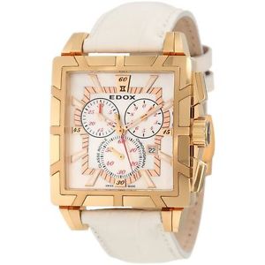 Edox 01924 37R NAIR Womens Silver Dial Analog Quartz Watch with Leather Strap