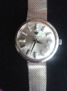 Jules Jurgensen '50s 14 k White Gold Diamond Dial Luxury Men's Wrist Watch