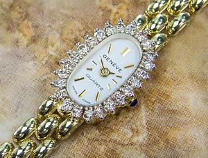 Geneve Quartz 14K Gold Swiss made Diamond Classic Watch for Ladies SIW084