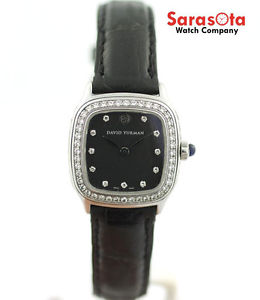 David Yurman T304-XSST Diamond Dial/Bezel Black Leather Quartz Women's Watch
