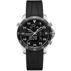 Hamilton H64554331 Mens Black Dial Analog Quartz Watch with Rubber Strap