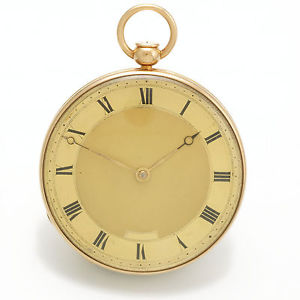 18K Gold Quarter Hour Repeater Pocket Watch with Unusual Cutout Movement CA1810