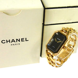 Authentic CHANEL Vintage Premiere Gold Chain Wristwatch 750 K18 Quartz V00097
