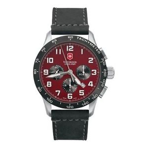 Victorinox 24785 Mens Red Dial Quartz Watch with Leather Strap
