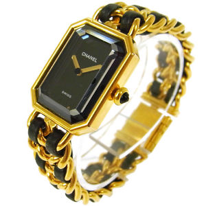 Authentic CHANEL Vintage Premiere Wristwatch Gold Quartz Swiss Made #M AK09525
