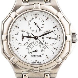 Men's Concord Saratoga Solid 18k White Gold Automatic Watch w/ Box