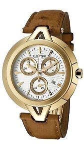 Valentino V-Valentino Chronograph Gold Plated Steel Mens Casual Strap Watch V...