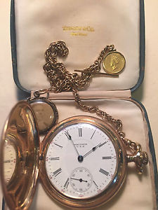 P. L. BARTLETT WALTHAM 17 JEWELS 14K POCKET WATCH 14K CHAIN 1$ GOLD COIN 2500.00