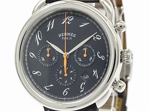 Polished HERMES Arceau Chronograph Steel Automatic Mens Watch AR4.910a(BF095150)