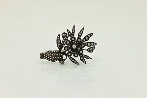 PERFECT AMAZING FLOWERS DECORATED DIAMOND LOW GOLD AMAZING BIG BROOCHE