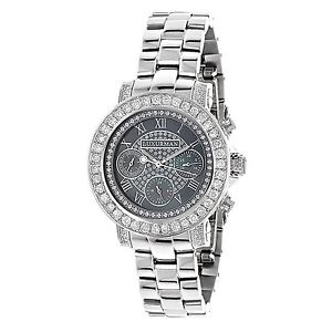 Luxurman Watches: Ladies Diamond Watch 3ct Black