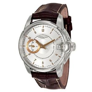 Hamilton H40615555 Mens Silver Dial Analog Automatic Watch with Leather Strap