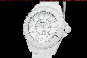Auth CHANEL J12 H1628 33mm 12P Diamond White Ceramic/SS Lady's Watch(S A2759)