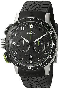 Edox Men's 10305 3NV NV Chronorally 1 Analog Display Swiss Quartz Black Watch