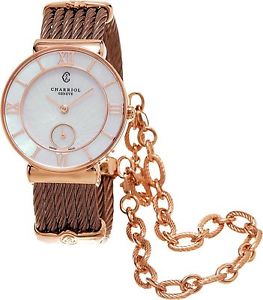 Charriol St-Tropez Womens Mother of Pearl Dial Swiss Plated Rose Gold Watch S...