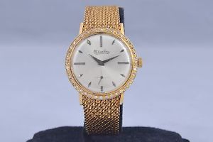 Vintage Lucien Piccard 14K Yellow Gold Watch & 2Ct Diamond Bezel Swiss NICE!!!