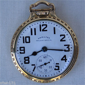 VTG 16S HAMILTON RAILWAY SPECIAL 21J RAILROAD POCKET WATCH 992B BAR OVER CROWN