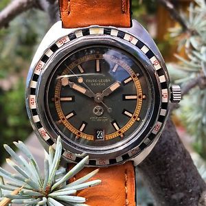 Vintage Favre Leuba Deep Blue TROPICAL 59863 Steel Divers Automatic Wristwatch
